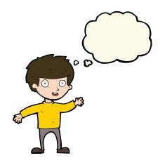 cartoon happy boy with thought bubble N173