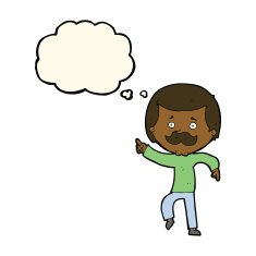 cartoon dancing dad with thought bubble N6