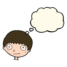 cartoon happy boy with thought bubble N174
