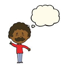 cartoon man with idea thought bubble N82