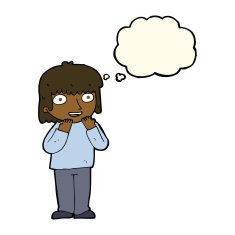 cartoon excited person with thought bubble N7