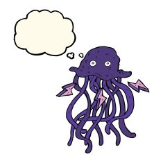 cartoon octopus with thought bubble N22