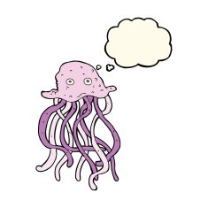 cartoon octopus with thought bubble N23