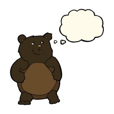 cartoon bear with thought bubble N6