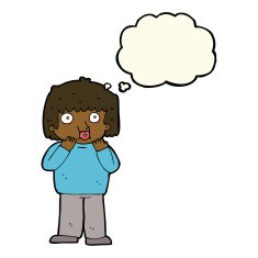 cartoon worried boy with thought bubble N23