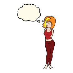 cartoon attractive girl with thought bubble N13