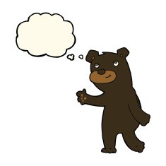 cute cartoon black bear with thought bubble N55