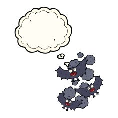 cartoon bats with thought bubble N4