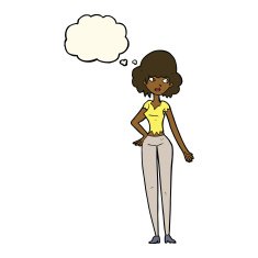 cartoon pretty woman with thought bubble N203