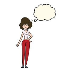 cartoon pretty woman with thought bubble N204
