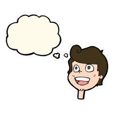 cartoon happy face with thought bubble N42