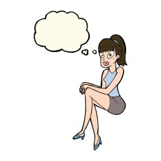 cartoon pretty woman with thought bubble N206