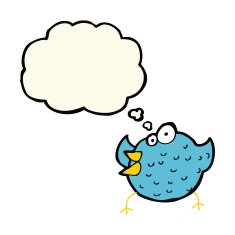 cartoon happy bird with thought bubble N26