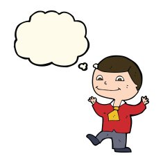 cartoon happy boy with thought bubble N177