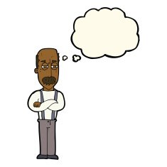 cartoon annoyed old man with thought bubble N52