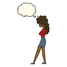 Cartoon Annoyed Woman With Thought Bubble N138