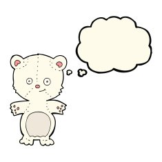 cartoon polar bear cub with thought bubble N60