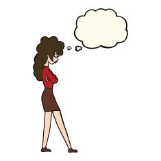 Cartoon Annoyed Woman With Thought Bubble N139