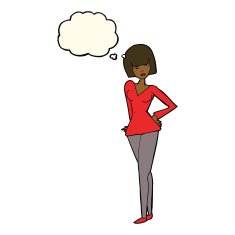 cartoon pretty woman with thought bubble N211