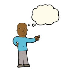 cartoon pointing man with thought bubble N61