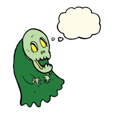 cartoon spooky ghoul with thought bubble N6