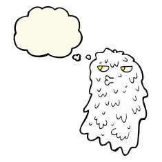 cartoon gross ghost with thought bubble N31