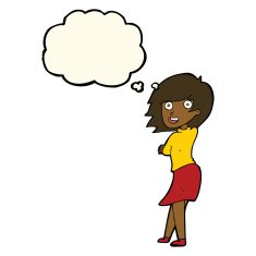 cartoon happy woman with thought bubble N191
