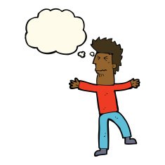 cartoon stressed man with thought bubble N51
