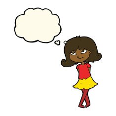 cartoon clever girl with thought bubble N7