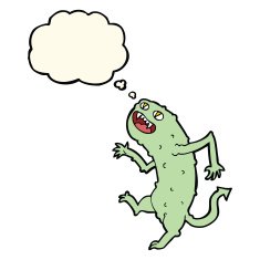 cartoon monster with thought bubble N38