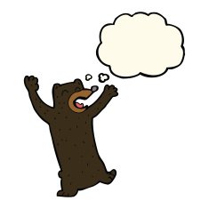 cartoon black bear with thought bubble N53