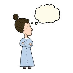 cartoon strict victorian teacher with thought bubble N8