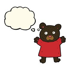 cartoon cute black bear with thought bubble N45