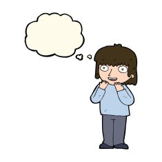 cartoon excited person with thought bubble N8