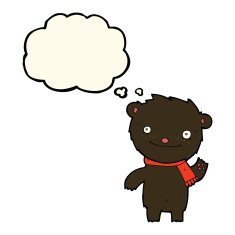 cartoon cute black bear with thought bubble N47