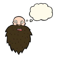 cartoon bearded man with thought bubble N37