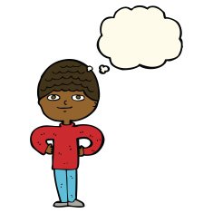 cartoon proud man with thought bubble N23