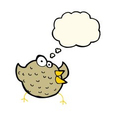 cartoon happy bird with thought bubble N27