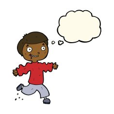 cartoon excited boy with thought bubble N119