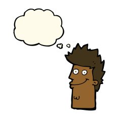 cartoon happy man face with thought bubble N10