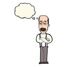 cartoon annoyed old man with thought bubble N53