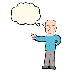 cartoon pointing man with thought bubble N63