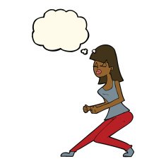cartoon crazy dancing girl with thought bubble N7