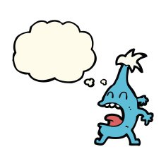 cartoon funny creature with thought bubble N24