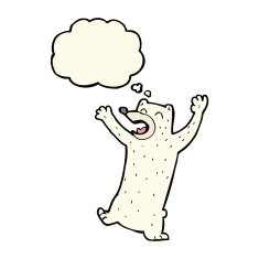 cartoon polar bear with thought bubble N47