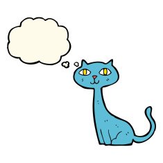 cartoon cat with thought bubble N27