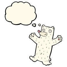 cartoon polar bear with thought bubble N48