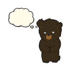 cute cartoon black bear with thought bubble N56