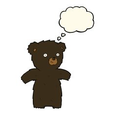 cute cartoon black bear with thought bubble N57