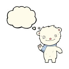cartoon cute polar bear with thought bubble N54